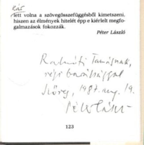 Sőtér István - Szeged könyve - minikönyv - Dedikált