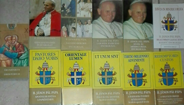 II. Jnos Pl ppa - 10db II. Jnos Pl pphoz kthet m - II. Jnos Pl ppa Irgalomban gazdag Isten kezdet enciklopdija; II. Jnos Pl ppa apostoli buzdtsa a pakpzsrl... stb. (lersban felsorolva) + kumenikus direktrium (sszesen