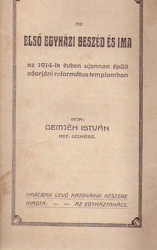 Demj�n Istv�n - Els� egyh�zi besz�d �s ima