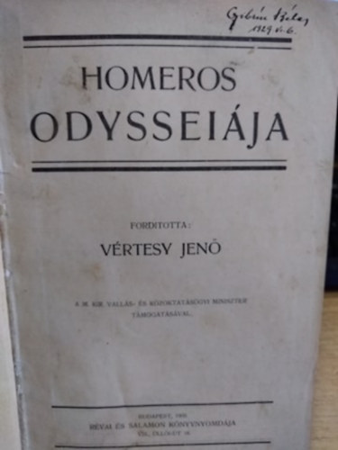 Homeros - Homeros Odyssei�ja - ford�totta V�rtesy Jen�