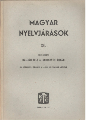 Klmn-Sebestyn  (szerk.) - Magyar nyelvjrsok XIII.