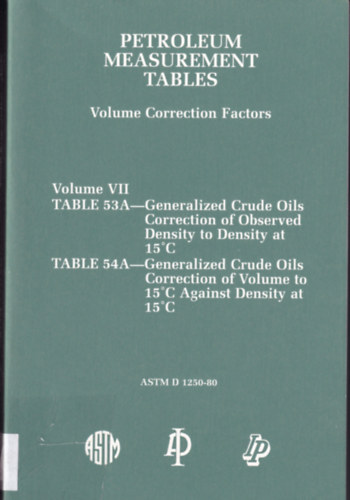 Petroleum Measurement Tables - Volume Correction Factors