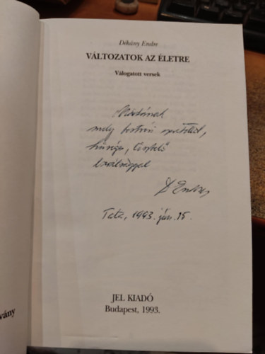 Dékány Endre - Változatok az életre - dedikált