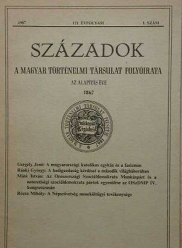 Pl Lajos  (szerk.) - Szzadok 121. vf. 1987. 1. szm