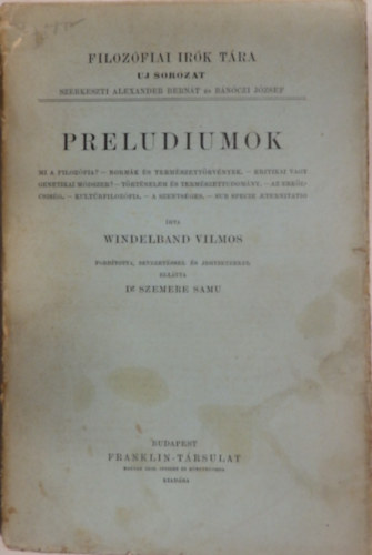 Windelband Vilmos - Preludiumok