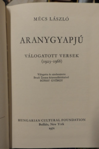 Mécs László - Aranygyapjú. Válogatott versek (1923-1968)