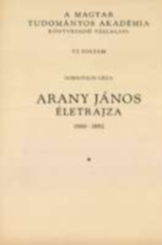 Voinovich Gza - Arany Jnos letrajza III. 1860-1882