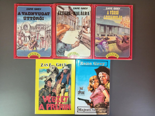 Zane Grey - Zane Grey Vadnyugati - Western kalandregény könyvcsomag (5db): A vadnyugat úttörői / Életre-halálra / A végső leszámolás / A végzet peremén / Majesti tanyája