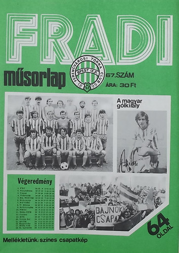 Nagy Béla (szerk.) - Fradi műsorlap 67. szám
