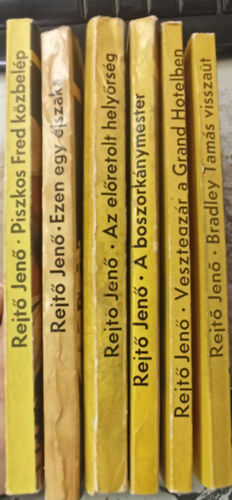 P. Howard  (Rejt Jen) - 6 db Rejt Jen: Bradley Tams visszat +Vesztegzr a Grand Hotelben +A boszorknymester +Ezen egy jszaka +Piszkos Fred kzbelp Flig Jimmy szinte sajnlatra +Az elretolt helyrsg