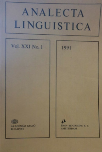 Analecta Linguistica Vol. XXI. No. 1 (1991, többnyelvű)