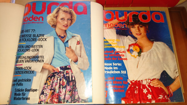 A nmet Burda magazin 1977-es teljes vfolyama kt ktetbe ktve - minden szabsmintval s mellklettel