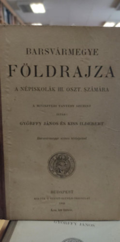 Bars v�rmegye f�ldrajza a n�piskol�k III. oszt. sz�m�ra