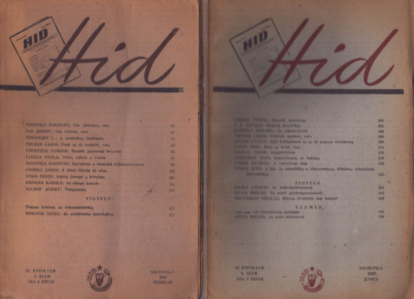 Dr. Steinfeld Sndor  (fel. szerk.) - Hd folyirat 1947. 4 szm egytt (februr, mrcius, mjus, jnius)