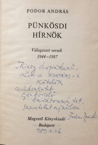 Fodor András - Pünkösdi hírnök- vers- dedikált